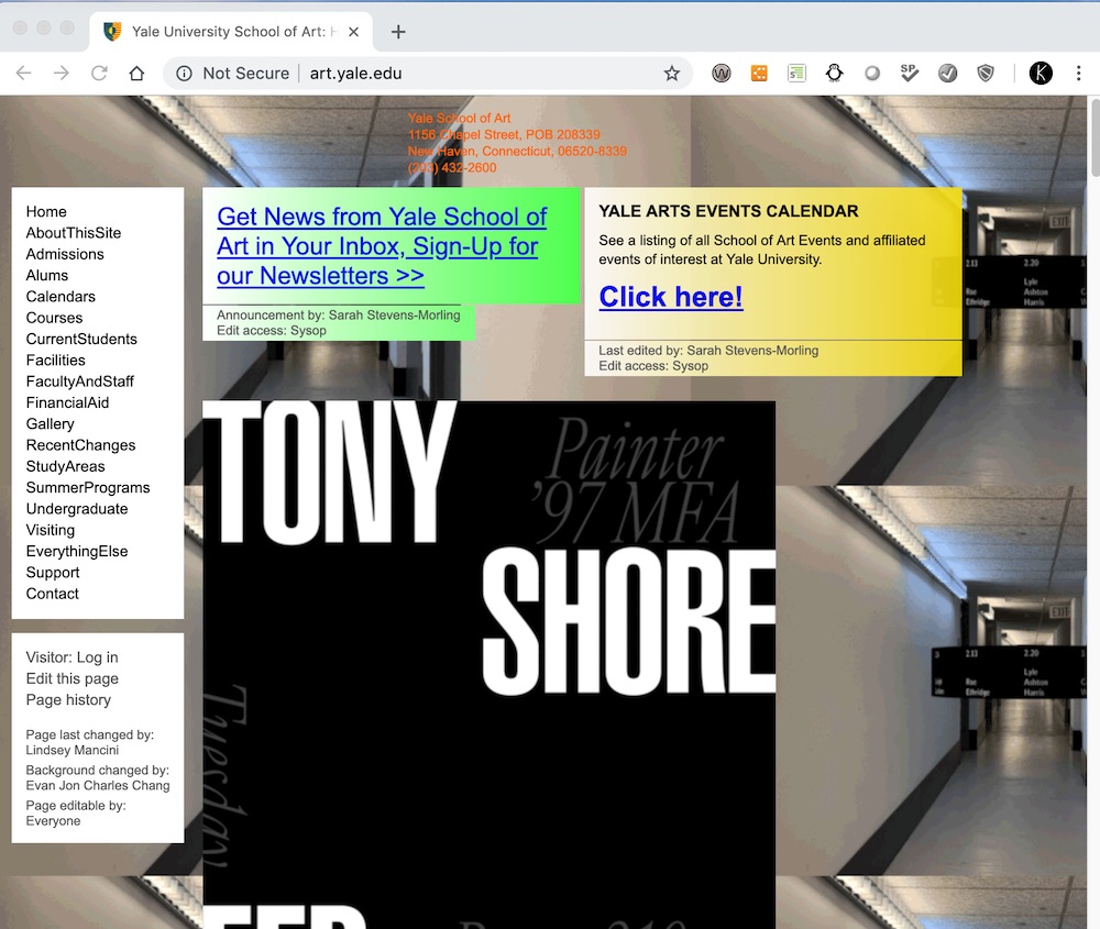 Screen shot of art.yale.edu