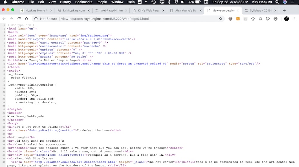 Screenshot of Alex's WebPage04.htm Code